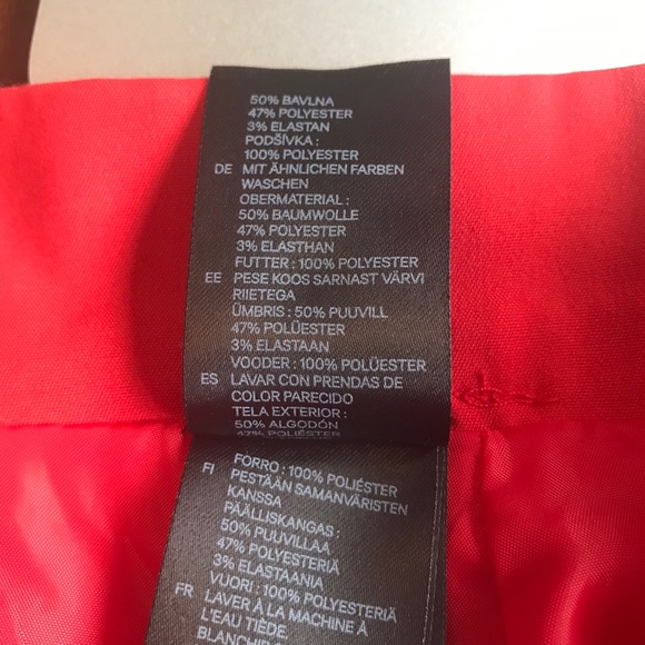 H&M Bright Red Short Mini Pencil Skirt Sz 4 - Picture 7 of 7